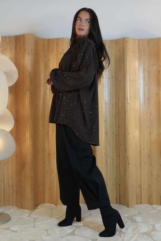 Suki Night Sky Peasant Blouse Chocolate